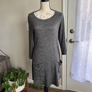 Abercrombie & Fitch Long Sleeve Swing T Shirt Dress Small Gray Pockets Casual